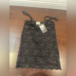 nwt vintage pins and needles from anthropology black floral lace camisole tank